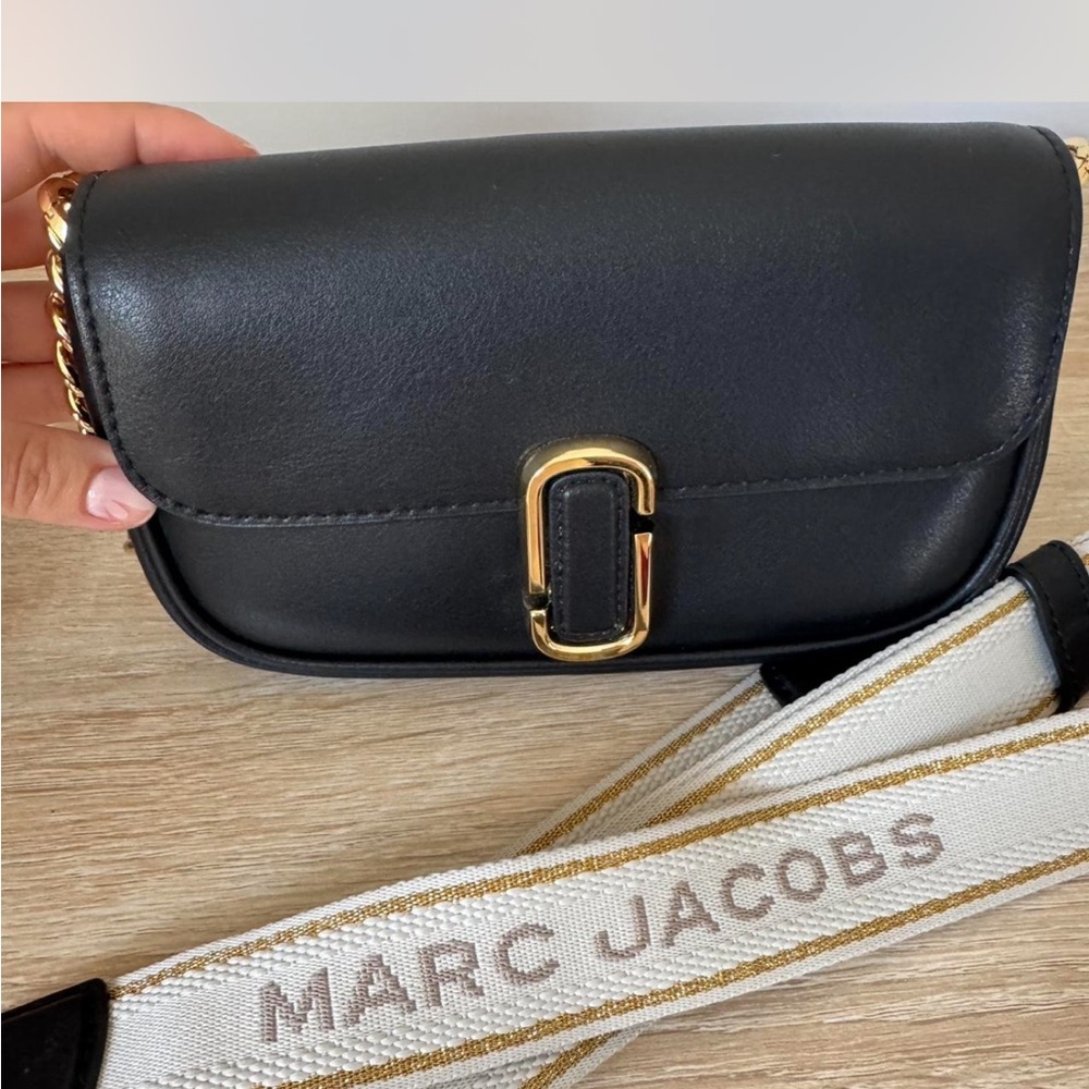 Marc Jacobs Black Crossbody Bag with Gold Accents